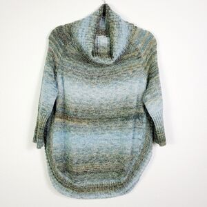 PONSESA COWL NECK GREEN MULTI SWEATER
